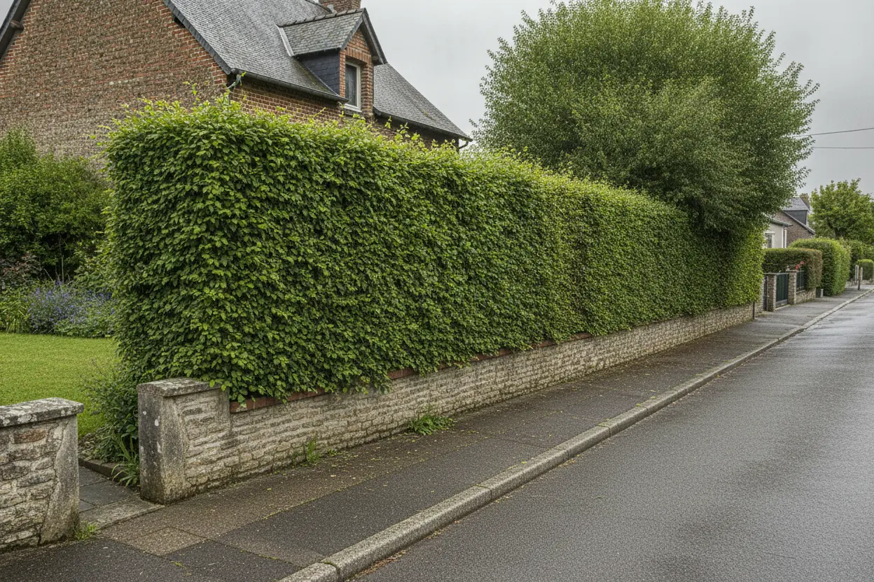 Haie de charmille taillée des deux côtés à Mont-Gargan, Rouen