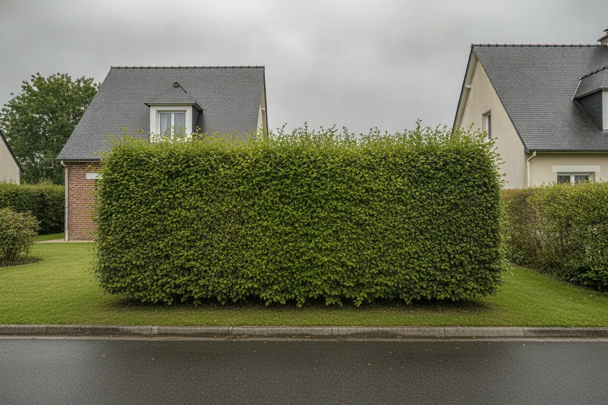Haie de charmille taillée et remise au carré à Bois-Guillaume